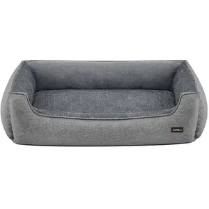 Comparateur de prix : Feandrea Panier pour chien en tissu peluche, Gris / XXL (120 x 90 x 30 cm)