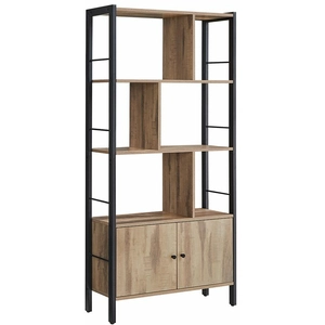 Comparateur de prix : Vasagle Étagère style industriel 2 portes effet bois marron boisé