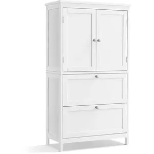 VASAGLE Armoire de salle de bain avec 2 tiroirs blanc, 2 Tiroirs et 2 Portes pas cher