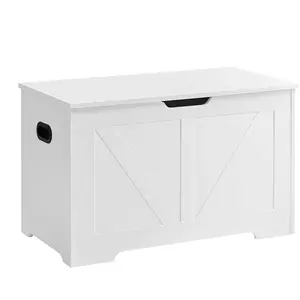 VASAGLE Coffre de rangement avec 2 charnières de sécurité, Blanc / 40 x 80 x 46 cm