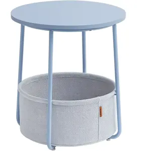 VASAGLE Petite table basse ronde avec rangement, Bleu Clair + Bleu Glace / sans prise électrique pas cher