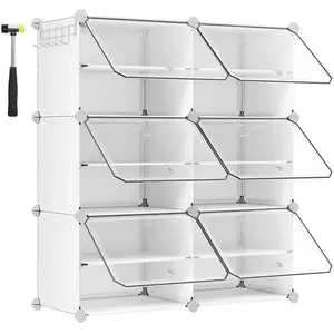 SONGMICS Rangement chaussures 6 compartiments modulable, Blanc / 6 Compartiments pas cher