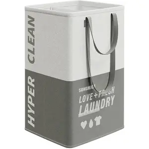 SONGMICS Grand panier à linge pliable, Gris Foncé pas cher