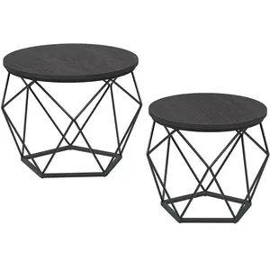 VASAGLE Table basse ronde plateau amovible, Noir pas cher