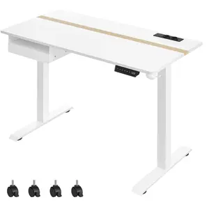 VASAGLE Bureau assis-debout électrique effet bois blanc pas cher