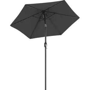 SONGMICS Parasol de jardin avec manivelle, Gris / Ø 3,4 m pas cher