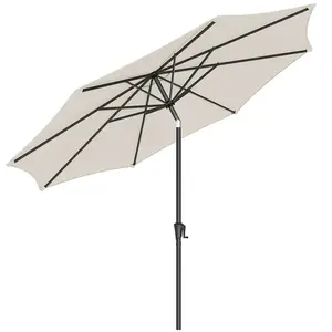 SONGMICS Parasol de jardin avec manivelle, Beige / Ø 3,4 m pas cher