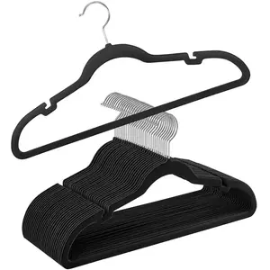 Songmics Cintres en velours antiglisse, Noir / 30