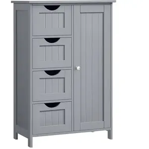 VASAGLE Meuble de salle de bain sur pied, Gris Mystique / 4 Tiroirs (30P x 55L x 82H cm) pas cher