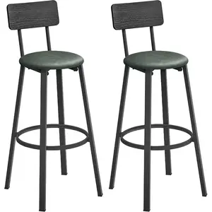 VASAGLE Chaises de bar avec repose-pieds, Noir Classique + Vert Forêt / 39 x 39 x 100 cm pas cher