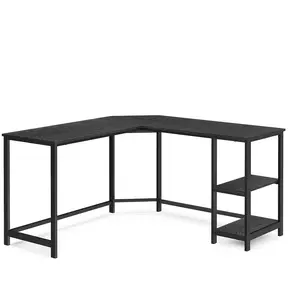 VASAGLE Bureau avec rangement en L blanc érable, Noir Boisé pas cher