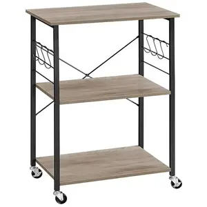 Comparateur de prix : VASAGLE Étagère de cuisine sur roulettes,  Grège + Noir / 60L cm