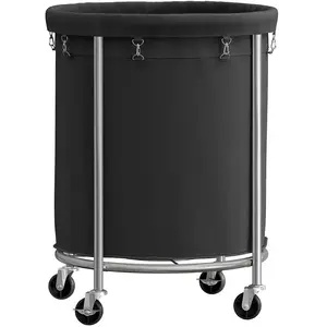 Songmics Panier à Linge avec roulettes 170L, Gris + Argenté pas cher