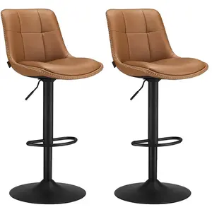 VASAGLE Tabourets de bar design avec siège pivotant à hauteur réglable, Marron Caramel / 2 pas cher