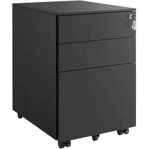 SONGMICS Caisson de bureau mobile 3 tiroirs, Noir / 39L x 52l cm pas cher