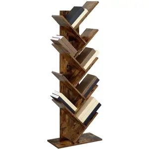 VASAGLE Bibliothèque à 8 niveaux en forme d'arbre, Marron Rustique pas cher