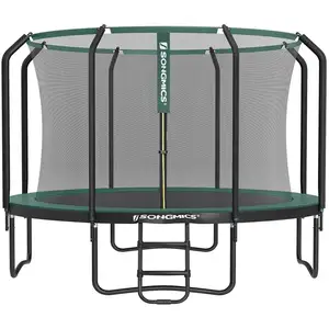 SONGMICS Trampoline de jardin rond pour enfants, Vert Foncé / 366 Diamètre cm pas cher