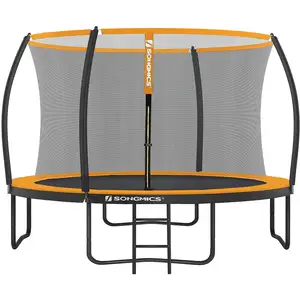 SONGMICS Trampoline extérieur avec échelle, Orange / Ø 366 cm pas cher