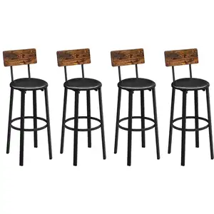 VASAGLE Chaises de bar avec repose-pieds, Marron Rustique + Noir Classique / 39 x 39 x 100 cm