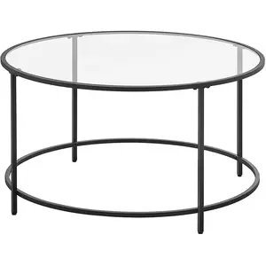 VASAGLE Table basse ronde décoration, Noir pas cher