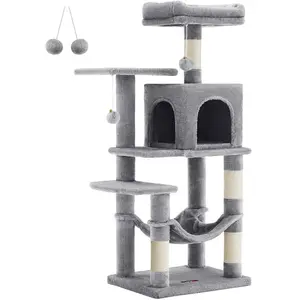 Feandrea Arbre à chat avec hamac 143 cm, Gris Clair / M (45 x 35 x 112 cm) pas cher