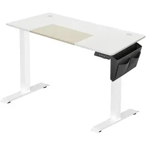 SONGMICS Bureau assis debout réglable en hauteur avec pochette, Jaune Pastel + Blanc Pur / 60 x 140 x (72-120) cm pas cher