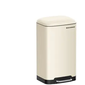 SONGMICS Poubelle 30L avec pédale en acier, Beige pas cher