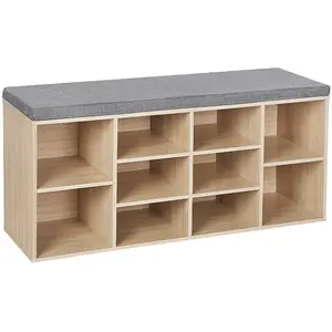 VASAGLE Banc à chaussures 10 compartiments, Boisée