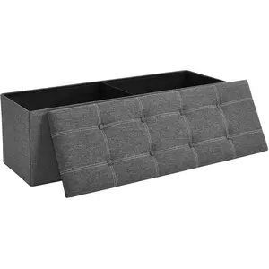 SONGMICS Banc de Rangement Pliable, Gris Foncé / 38 x 110 x 38 cm