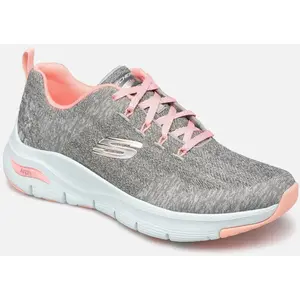 Skechers Femme Arch Fit Comfy Wave Baskets, Gray Knit/Pink Trim, 36 EU