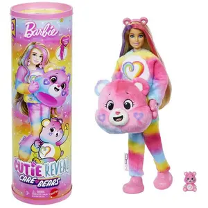 Comparateur de prix : Poupée Barbie avec costume d'ours rose et 10 surprises