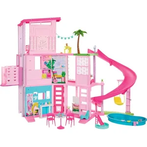 Comparateur de prix : Barbie®-Maison de Rêve-Maison de poupée 3 niveaux, piscine et toboggan