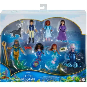 Comparateur de prix : Mattel Disney La Petite Sirène - Coffret Ariel Terre Et Mer Avec 7 Mini-Poupées Et 4 Figurines