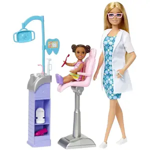 Comparateur de prix : Barbie®-Métiers-Coffret poupée Barbie® Dentiste et accessoires HKT69