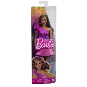 Barbie-Barbie Fashionistas 225-Poupée ronde cheveux bruns et robe rose HRH22 pas cher