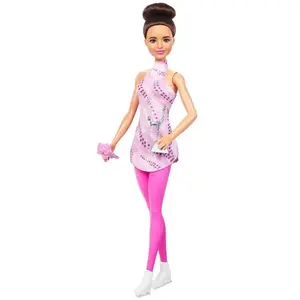 Barbie-Poupée Patineuse Artistique avec tenue amovible et trophée HRG37