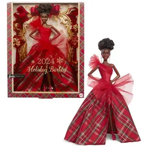 Comparateur de prix : Barbie - Poupée Barbie Joyeux Noël 2024 brune - Poupée de collection