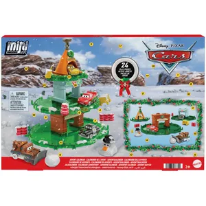 Mattel Disney · Pixar Cars Calendrier de l’avent Mini Racers avec 24 éléments, dont 4 mini-voitures, une piste empilable et des accessoires pour inventer des histoires, HXT34