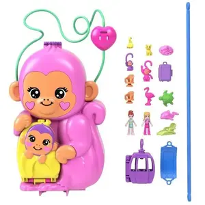Comparateur de prix : Polly Pocket-Maman Singe et Son Bébé-Coffret 2 mini-figurines HWP04