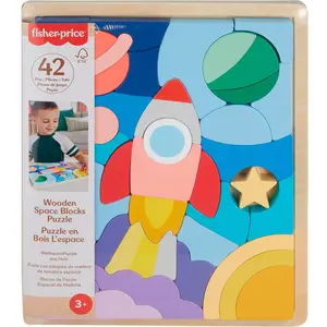 Mattel Fisher-Price - Puzzle En Bois L'espace - Puzzle 42 Pièces Pour Les Petits