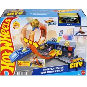 Hot Wheels Super Commissariat De Police Circuit Automobile pas cher