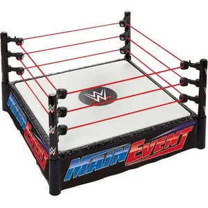 Mattel WWE Ring Main Event Coffret avec étiquettes Main Event et RAW, tapis tendu par des ressorts et cordes Pro-Tension, JDJ20 pas cher