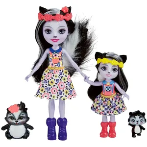 Comparateur de prix : Enchantimals Poupées Skunk & Sabella Skunk Sister Et 2 Figurines D´animaux Sage