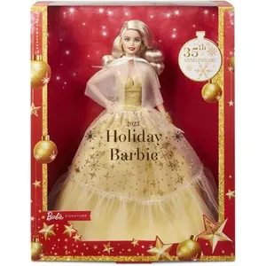 Comparateur de prix : Barbie®-Barbie Joyeux Noël 2023-Poupée robe dorée et cheveux blonds HJX04