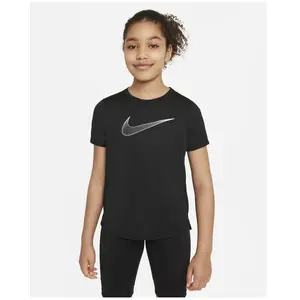 Nike Fille Df One Sleeve Gx T Shirt, Black/White, 10 ans EU pas cher