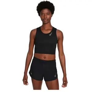 Débardeur court de running Nike Dri-FIT Race pour Femme - Noir L (FR 46-48) DD5921-010 pas cher