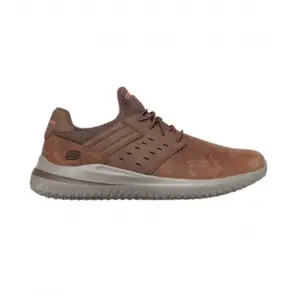 Skechers Homme Delson 3.0 Ezra Basket, Cuir Marron foncé, 45 EU pas cher