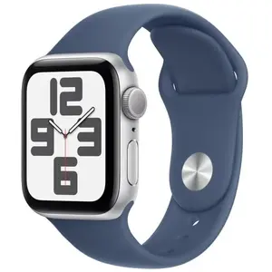 Apple Watch SE GPS 40 mm Aluminium Argent Bracelet Sport Denim - M/L pas cher