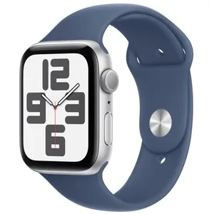 Comparateur de prix : Apple Watch SE GPS 44 mm Aluminium Argent Bracelet Sport Denim - M/L