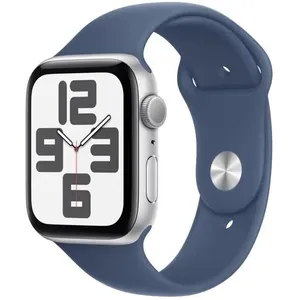 Comparateur de prix : Apple Watch SE GPS 44 mm Aluminium Argent Bracelet Sport Denim - S/M